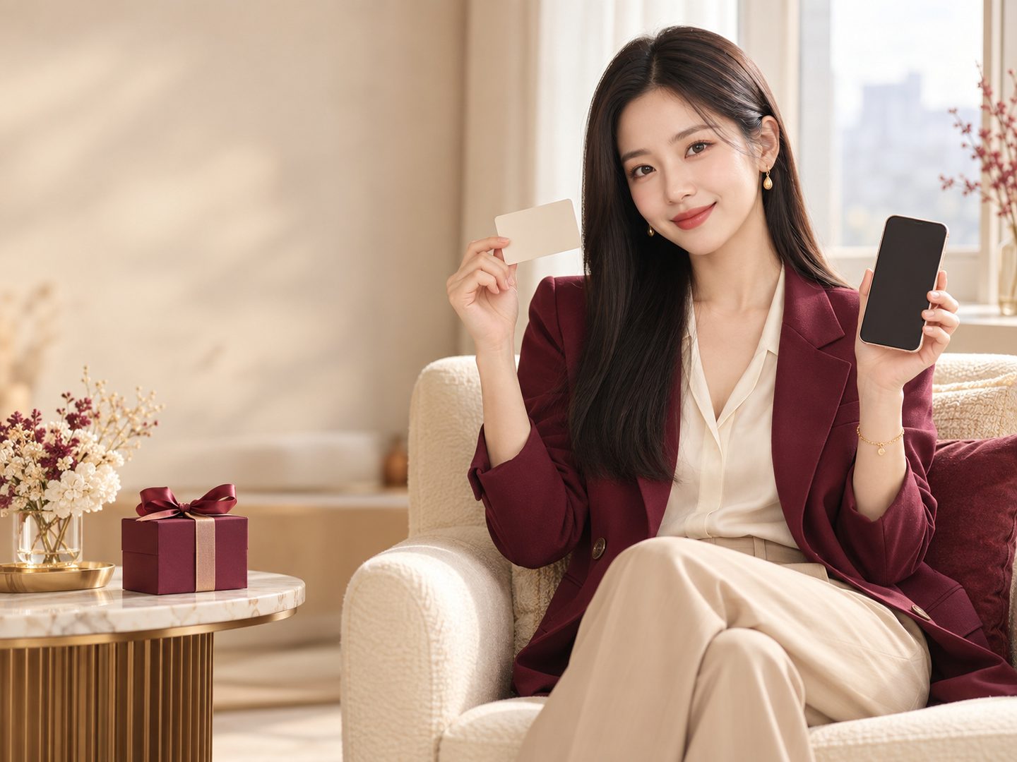 신용카드로 상품권 할부 구매를 알아보는 모습